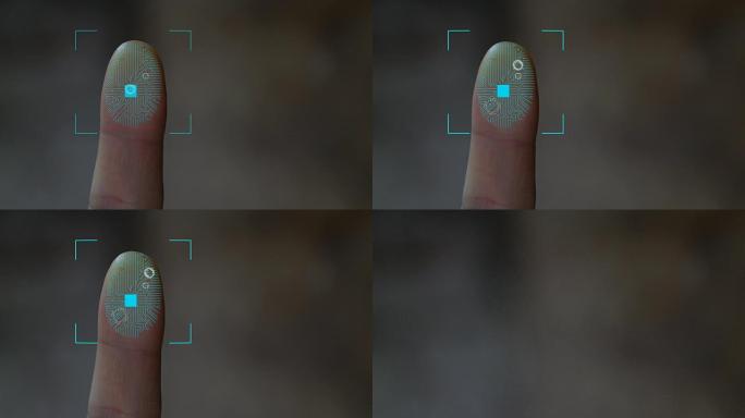指纹扫描未来技术，具有电路数字安全系统。