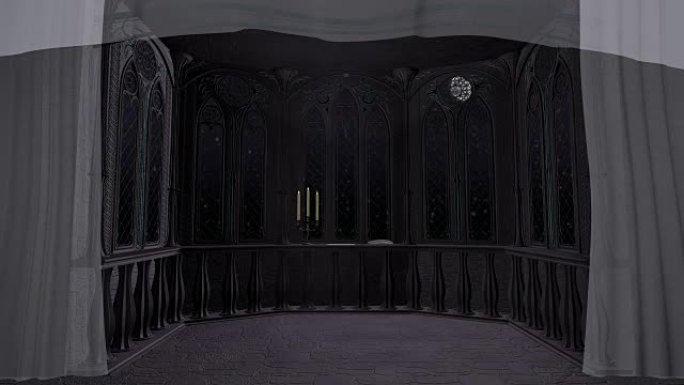古堡中的哥特式阳台3d渲染动画背景