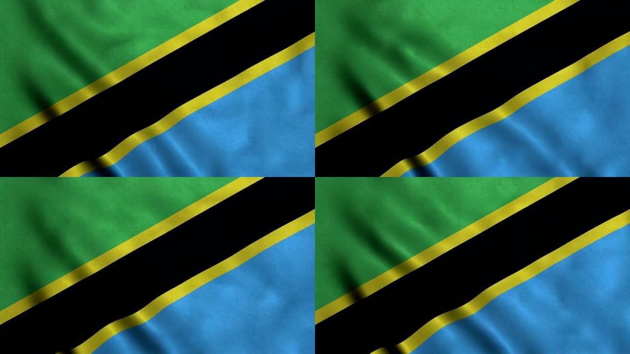 坦桑尼亚4K无缝可循环旗帜