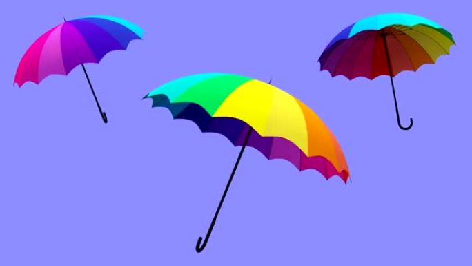 雨伞旋转动画3d插图渲染