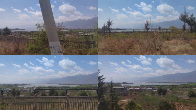 实拍旅途火车窗外风景蓝天白云 (7)