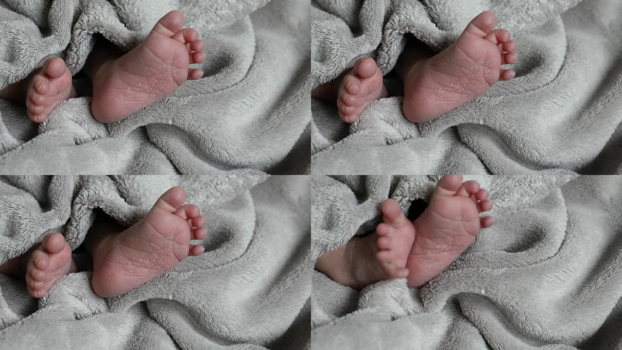 睡觉时婴儿脚的特写镜头