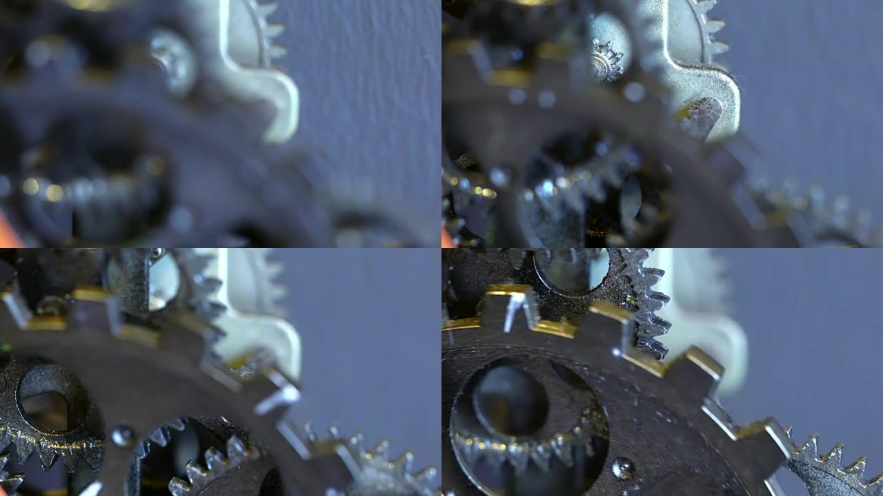 生锈的复古机械时钟齿轮