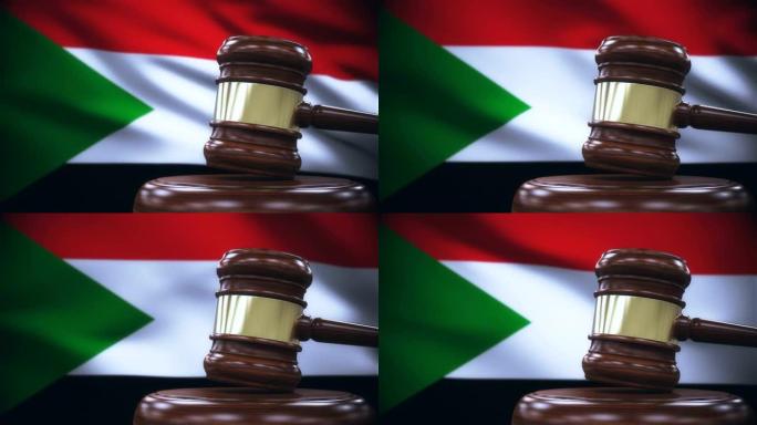 有苏丹国旗背景的法官加瓦尔