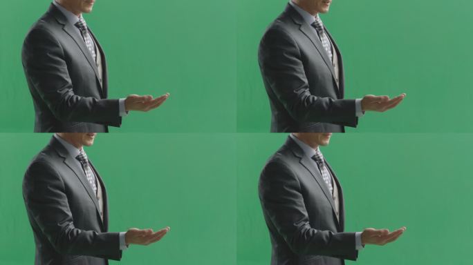 伸出手掌接到特效的商务男