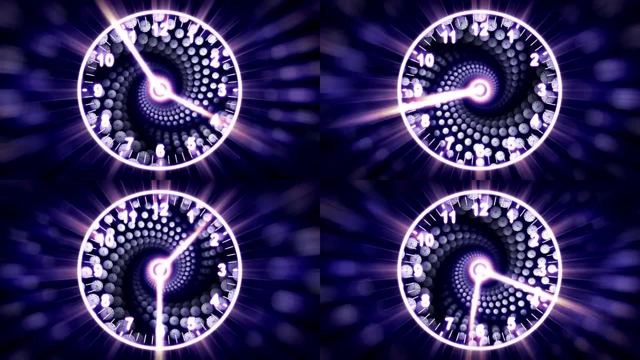 时钟螺旋隧道动画，时间概念，渲染，背景，带阿尔法通道，循环