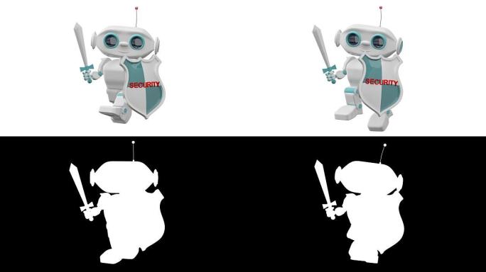 小保安机器人Alpha通道的3D动画