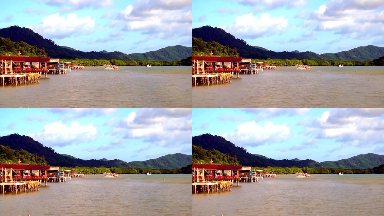 泰国Ko Lanta传统水上高跷屋