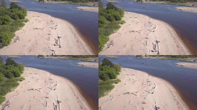高加河拉脱维亚排入波罗的海空中无人机顶视图4K UHD视频