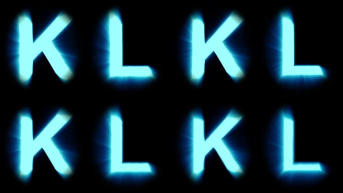 轻字母K和L-冷蓝光-闪烁闪烁动画循环-隔离