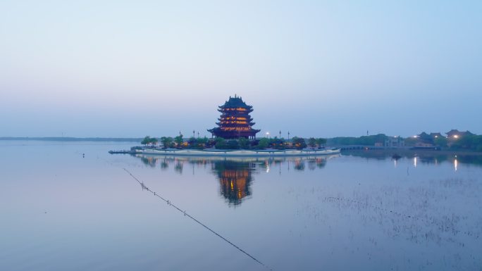 4K航拍重元寺观音阁，苏州阳澄湖千年古寺