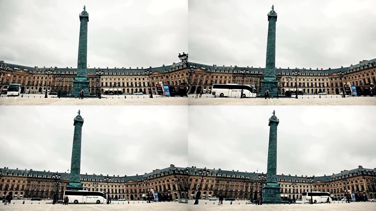 著名的旺多姆广场 (Vendome square)，带有纪念拿破仑在奥斯特里茨 (Austerlit