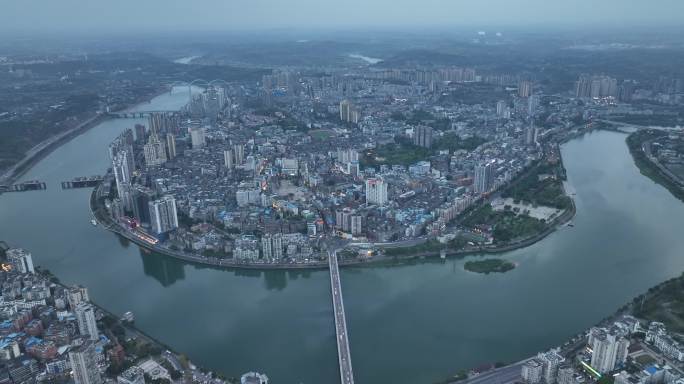 内江市航拍内江市中心航拍沱江城市风光建筑