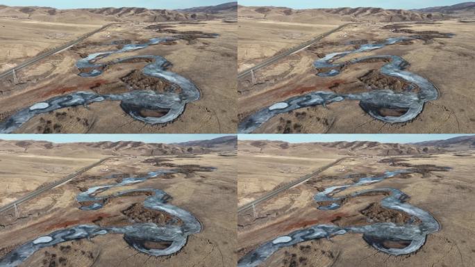 内蒙古兴安盟科尔沁右翼前旗草原河流融化冻