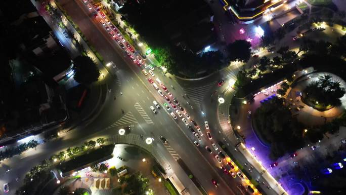 广西桂林城市夜景灯光交通航拍 (145)