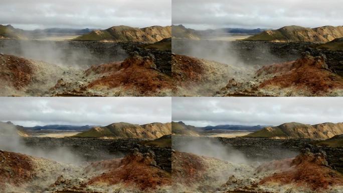 冰岛兰德曼纳劳加尔的温泉