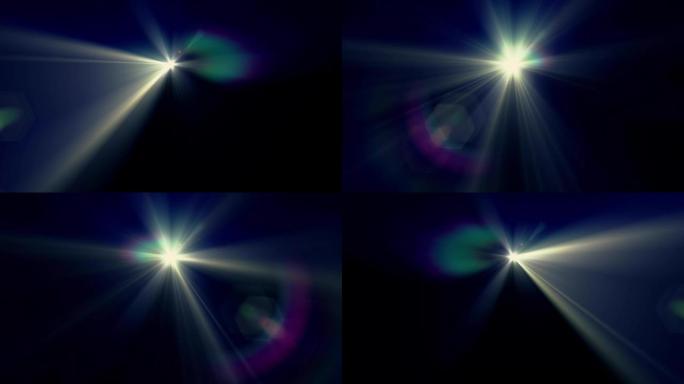 水平太阳移动灯光学镜头耀斑闪亮动画艺术背景-新质量自然照明灯光线效果动态彩色明亮视频素材