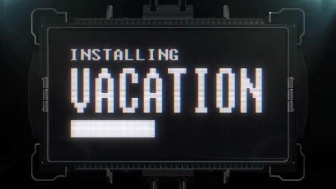 复古视频游戏度假文本在未来电视故障干扰屏幕动画无缝循环...新质量通用复古科技动态背景彩色快乐视频