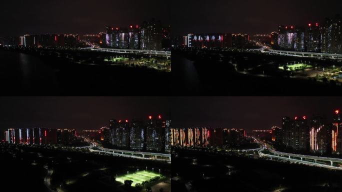 2航拍泉州田安大桥晋江方向夜景