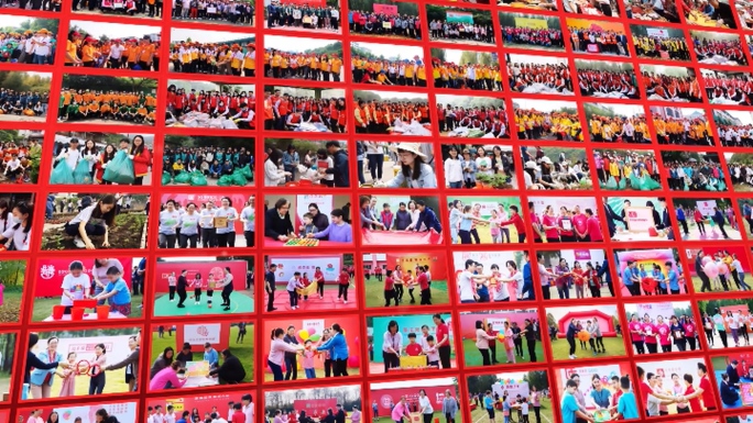 照片墙150张红色企业商务科技图文汇聚