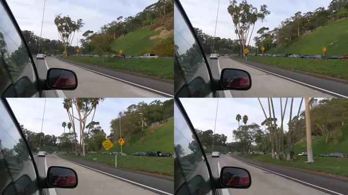 在加利福尼亚州5号高速公路上交通拥堵的汽车以4k慢动作行驶