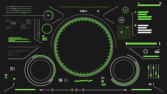 具有HUD和信息图形元素的未来派用户界面。