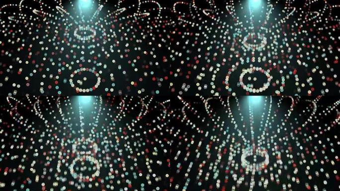 黑色空间球形数字亮圈 -- 现代抽象，计算机生成背景，3D渲染