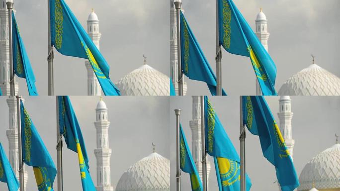 清真寺的旗帜和圆顶