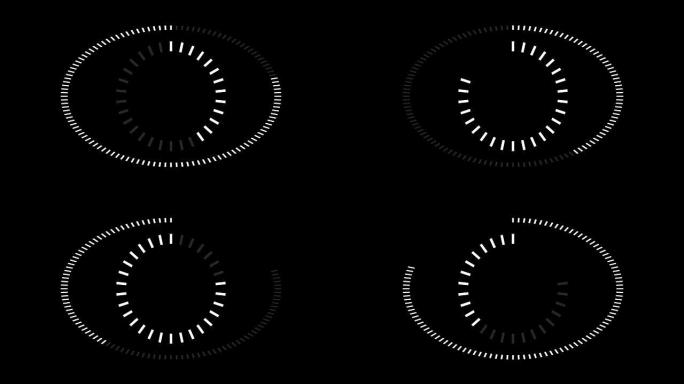 HUD元素数字-待定加载屏幕-带可循环段的循环-黑色椭圆形和圆形白色