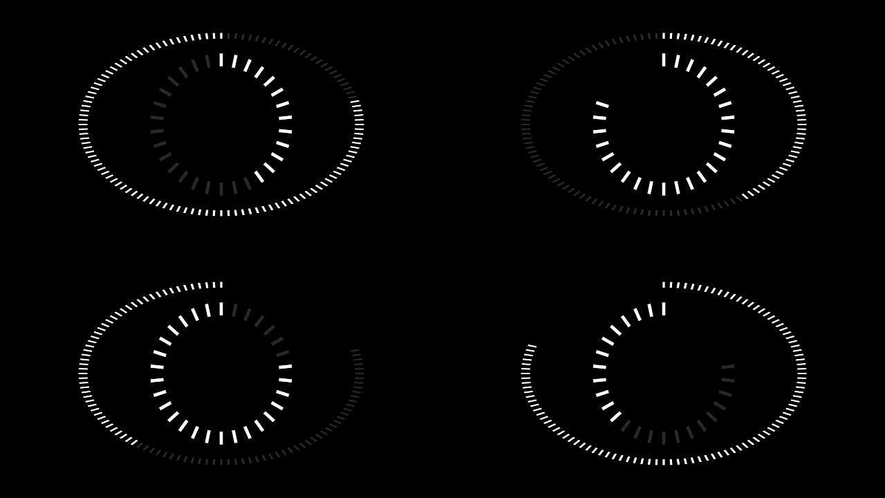 HUD元素数字-待定加载屏幕-带可循环段的循环-黑色椭圆形和圆形白色