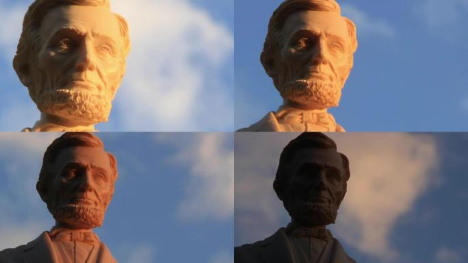 日落时分的亚伯拉罕·林肯雕像