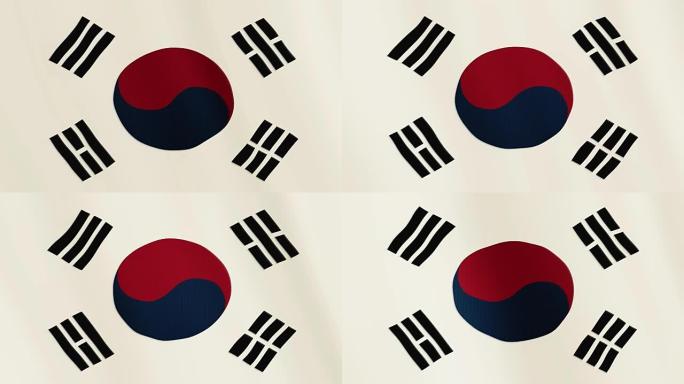 大韩民国国旗挥舞动画。全屏。国家的象征