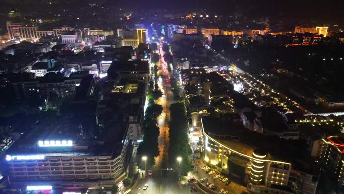 广西桂林城市夜景灯光交通航拍 (129)