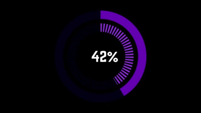 infographics圆图与0到100百分比增加紫色