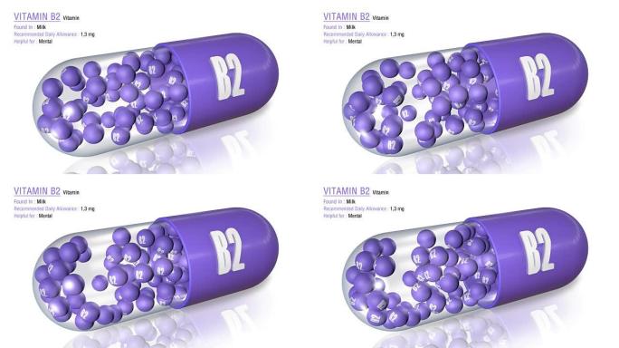 维生素B2-动画维生素胶囊概念