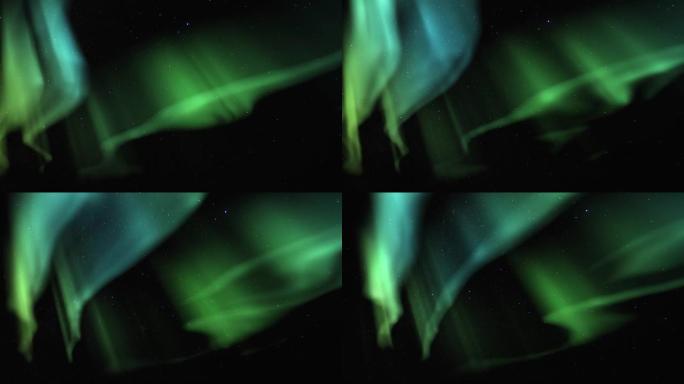 北极光北极光和星星在冰岛冬天的夜晚