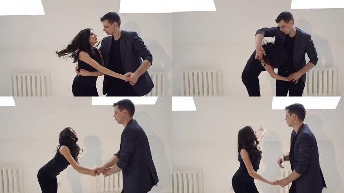 情侣跳舞bachata或拉丁交际舞。