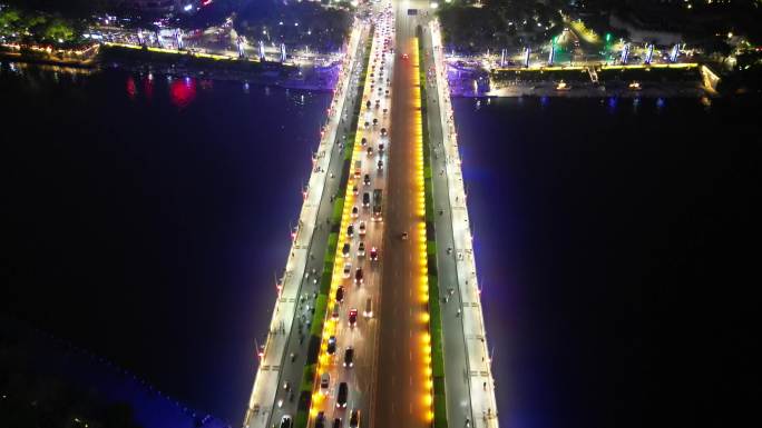 广西桂林城市夜景灯光交通航拍 (127)