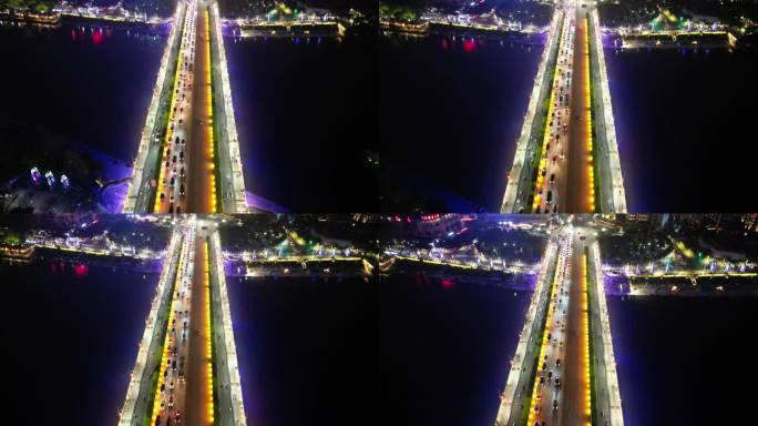 广西桂林城市夜景灯光交通航拍 (127)