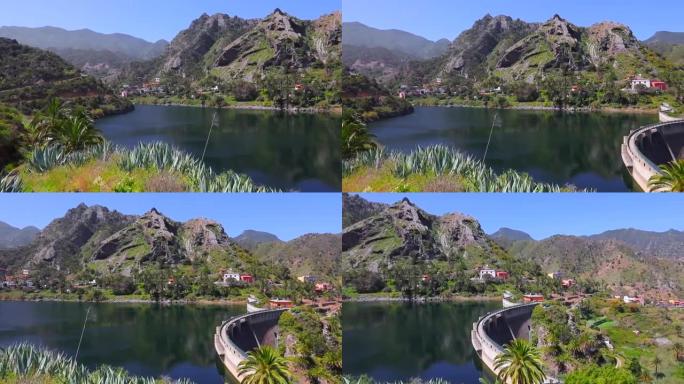 西班牙圣克鲁斯-德特内里费省加那利群岛戈梅拉村附近的Presa La Encantadora人工湖 