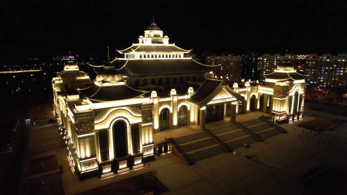 内蒙古兴安盟乌兰浩特乌兰牧骑宫城市夜景