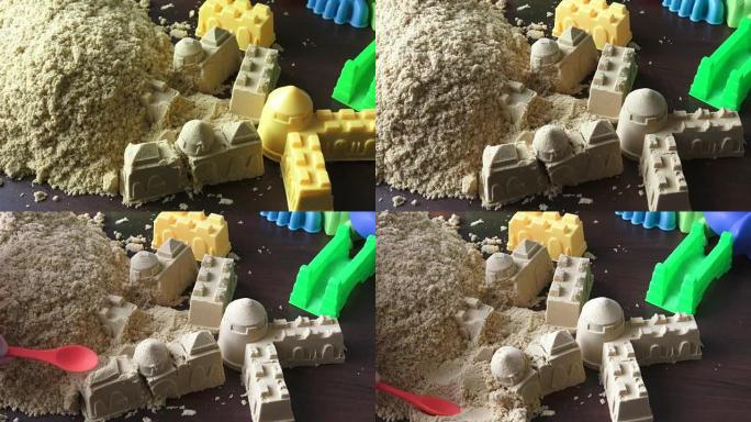 Kinetic sand heap for children. Kinetic sand close