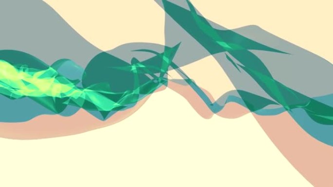 软丝烟绿丝带轻柔流动挥舞数字模拟湍流抽象动画背景新质量动态艺术运动七彩酷漂亮漂亮全高清视频素材