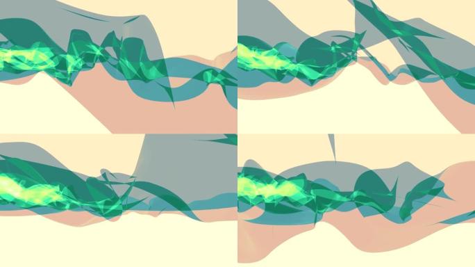 软丝烟绿丝带轻柔流动挥舞数字模拟湍流抽象动画背景新质量动态艺术运动七彩酷漂亮漂亮全高清视频素材
