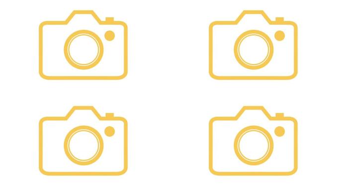 Dslr相机图标动画出现，然后动画关闭循环黄色