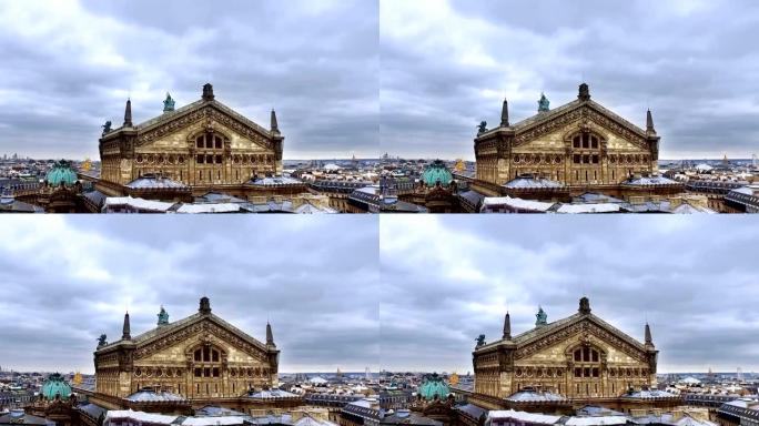 用巴黎歌剧院 (Palais Garnier) 建立巴黎屋顶的镜头