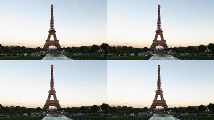 法国巴黎埃菲尔铁塔的夜景