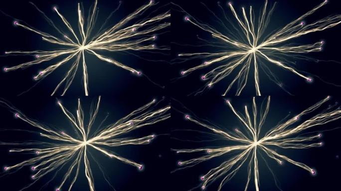 网络连接爆炸白色等离子霓虹云抽象背景动画-新动态技术运动七彩视频素材