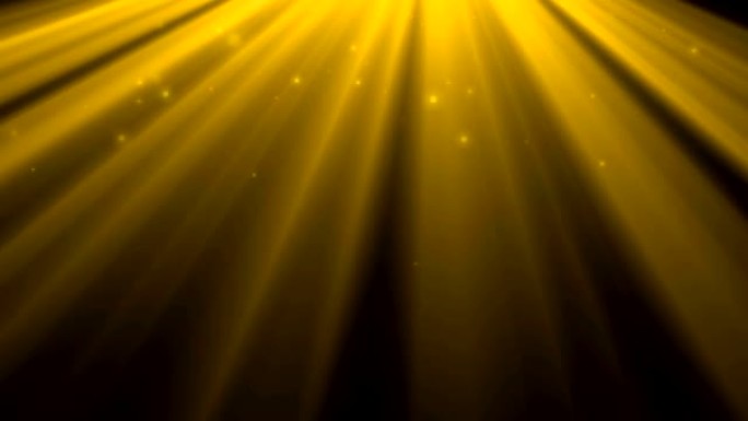 金光效果和星星发光。升起的金光和散景。背景在光束中飞行金色粒子运动视频