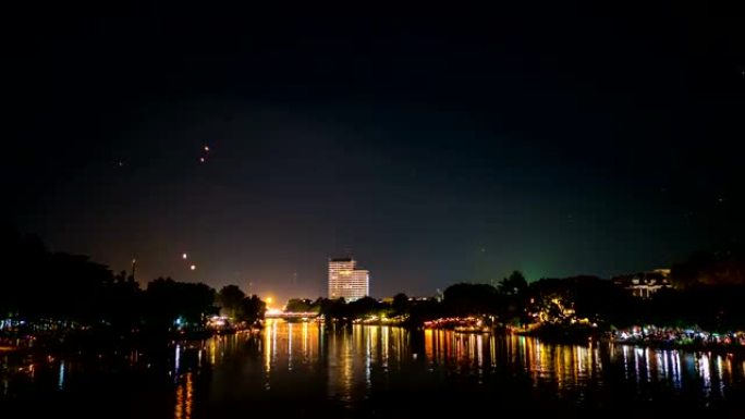 泰国清迈省的天灯节和彝蓬节。Timel-lapse视频